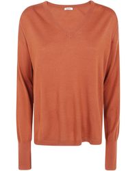 Aspesi - Ribbed V-Neck Knit Top - Lyst
