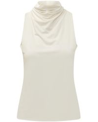 BOSS - Boss Ecary Draped Sleeveless Top - Lyst