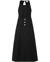 LeKasha - Backless Linen Halter Midi Dress - Lyst