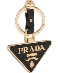 Prada - Triangle Logo Keyring - Lyst