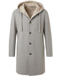 Lardini - Single-Breasted Hooded Wool Coat - Lyst