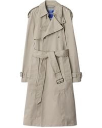 Burberry - Double Breasted Belted Long Trench Coat - Lyst