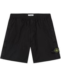 Stone Island - Loose-Wide-Leg-Fit Bermuda Shorts With Elastic Waist - Lyst