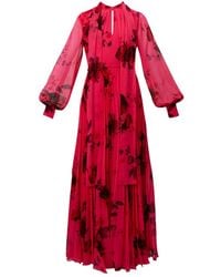 Erdem - Pleated Floral-Print Voile Gown - Lyst