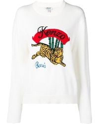 KENZO - Knitted Tiger Logo Pullover - Lyst
