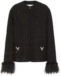 Valentino - Logo Plaque Long-Sleeved Jacket - Lyst