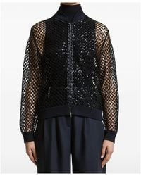 Peserico - Sequin-Embellished Fishnet Bomber Jacket - Lyst