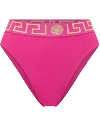 Versace - Greca Border High-Waist Bikini Briefs - Lyst