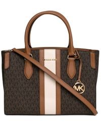 MICHAEL Michael Kors - Becca Medium Signature Logo Stripe Satchel - Lyst