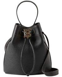 Burberry - Logo Plaque Drawstring Bucket Bag - Lyst