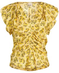 Isabel Marant - Minimalist Multi-Color Satin Short-Sleeve Top - Lyst