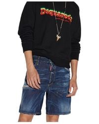 DSquared² - Paint Splatter Effect Denim Shorts - Lyst