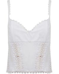 Charo Ruiz - Ibiza Smocked Lace Trim Top - Lyst