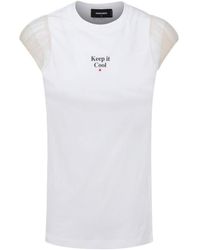 DSquared² - Slogan Print Cap Sleeved T-Shirt - Lyst