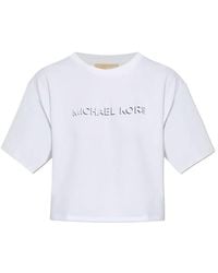 MICHAEL Michael Kors - Logo-Detail Cropped T-Shirt - Lyst