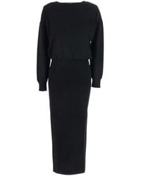 P.A.R.O.S.H. - Boat-Neck Long Sleeved Midi Dress - Lyst