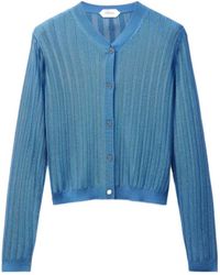 Versace - Viscose Mesh Ribbed Knit Cardigan - Lyst