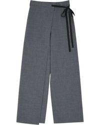 MM6 by Maison Margiela - Tie Detail Wide-Leg Tailored Trousers - Lyst