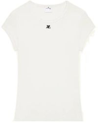 Courreges - Logo-Embroidery Crew-Neck T-Shirt - Lyst