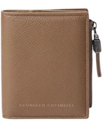Brunello Cucinelli - Small Zip-Pocket Leather Wallet - Lyst