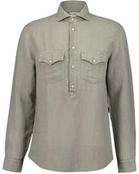 Brunello Cucinelli - Spread-Collar Long-Sleeve Shirt - Lyst