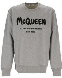 McQueen - Graffiti Printed Round Neck Sweater - Lyst