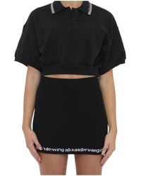 Alexander Wang - Cropped Cotton Polo Shirt - Lyst
