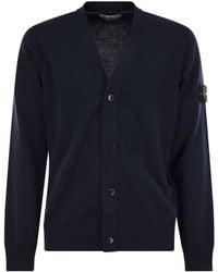 Stone Island - Compass Patch V-Neck Cardigan - Lyst