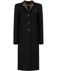 Marni - Wool Felt Coat With Leather Details - Lyst