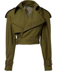 Wardrobe NYC - Lapel Cropped Twill Trench Coat - Lyst