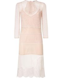 Fendi - Trompe-L'Oeil Effect Lace Midi Dress - Lyst