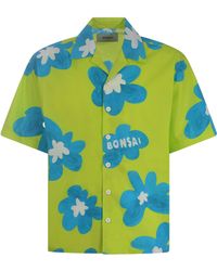 Bonsai - Floral Print Lime Bowling Shirt - Lyst