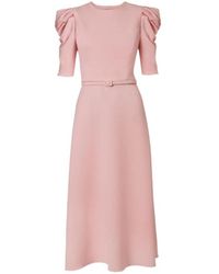 Carolina Herrera - Puff-Sleeve Midi Dress - Lyst