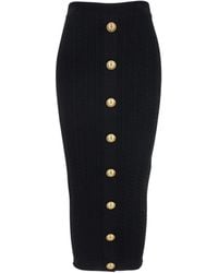 Balmain - Cable-Knit Midi Skirt - Lyst