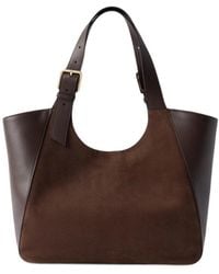 Furla - Suede-Panel Leather Tote Bag M - Lyst