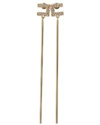 Elisabetta Franchi - Crystal Logo Pendant Earrings - Lyst