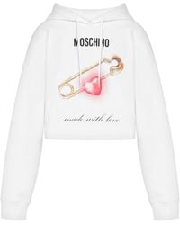 Moschino - Heart-Print Cotton Hoodie - Lyst