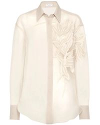 Brunello Cucinelli - Floral Detailed Long-Sleeved Shirt - Lyst