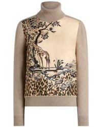 Etro - Wool-Blend Turtleneck Sweater With Placed Animal And Paisley Print - Lyst