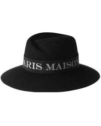 Maison Michel - Virginie Logo Trimmed Fedora Hat - Lyst