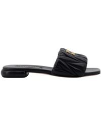 Miu Miu - Logo Plaque Matelassé Sandals - Lyst