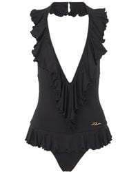 Chloé - Ruffled V-Neck One-Piece Swimsuit - Lyst