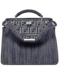 Fendi - Peekaboo Iseeu Mini Denim Tote Bag - Lyst