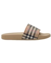 Burberry - Check Rubber Slide Sandals - Lyst