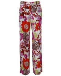 P.A.R.O.S.H. - Floral-Print Flared Trousers - Lyst