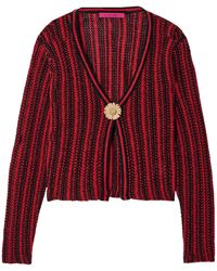 The Elder Statesman - Striped Openwork Knit Cotton Cardigan - Lyst