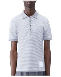 Thom Browne - Striped Logo Patch Short-Sleeved Polo Shirt - Lyst