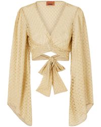 Missoni - Cropped Metallic Crochet-Knitted Wrap Top - Lyst