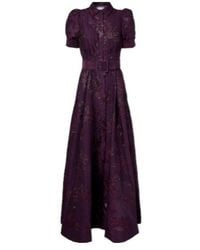 Rebecca Vallance - Afina Belted Floral Brocade Gown - Lyst