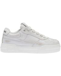Miu Miu - Bleached Leather Sneakers - Lyst